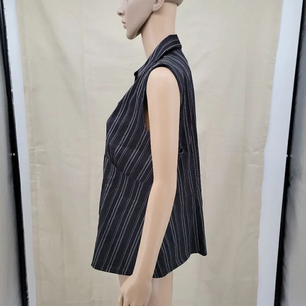 Y2K Women's Black Pinstripe Women's Plus Size 3X Corporate Gothic Tank Top - Picture 6 of 13